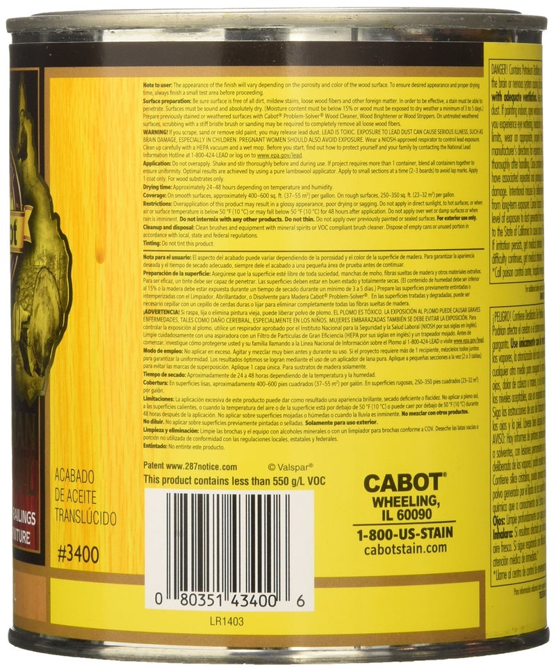 Cabot Australian Timber Oil Wood Stain and Protector, Natural, 1 Quart - Image 2